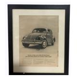 Framed VW Beetle Ad 18.75 x 15.5