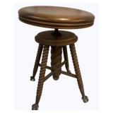 Glass Ball & Claw Leg Piano Stool