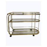 Vintage Mid-Century Brass & Glass Beverage Cart