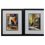 2 MID CENTURY MODERN WATERCOLORS