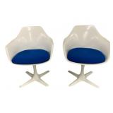 Pair Mid-Century Tulip Swivel Armchairs