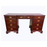Banded Inlay Mahogany Desk, 3 pc