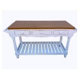 3-Drawer Wood Top Kitchen Island