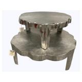 2 Silver Metal Low Tables 12 x 28, 10 x 21