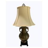 Oriental Brass Urn Lamp w/ Elephant Handles 34"