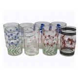 8 Assorted Vintage Juice Glasses - 4" tall