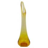 L.E. Smith Amber Smoothie Swung Glass Vase 22"