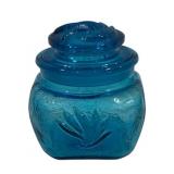 LE Smith Sandscroll Blue Covered Jar 6"