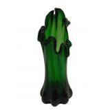 Vintage Murano Green Swung Vase 10.5"