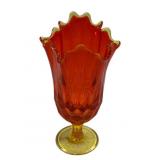 Fenton Amberina Swung Glass Vase 10"