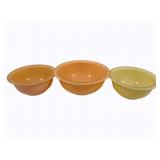 3 Vintage Colored Glass Mixing Bowls