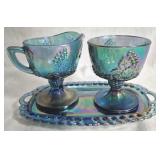 Indiana Harvest Grape Creamer & Sugar on Tray