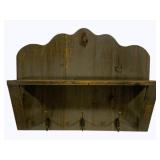Wood Shelf w/ hooks - 22 x 19 x 6
