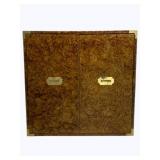 2 Door Mid-Century Burled Campaign Chest