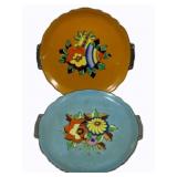 Japan China 2 Serving Plates w/ handles