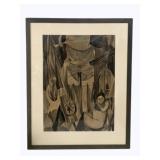 Signed Charcoal Artwork, Dated 1951