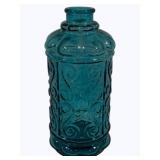 Mid Century Modern Empoli Teal Blue Glass Bottle