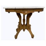Walnut Victorian Marble Top Parlor Table