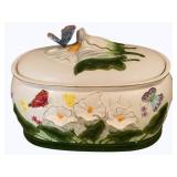 Ceramic Lilys & Butterflys Covered Dish
