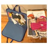 Lot of Felt Dolls, clothes w/ case