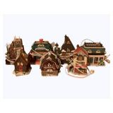 7 Lighted Holiday Houses - 10" tall