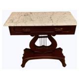 Marble Top Harp Design Table - 29 x 16 x 30