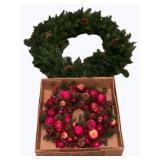 2 Holiday Wreaths - 18" & 26" round