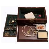 Wood Jewelry Box w/ Contents