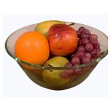 Glass Bowl w/ artificial fruit - 10 x 5