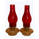 Pair of Oil Lamps - 12" tall