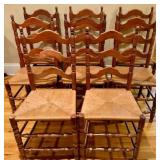 8 Rush Seat Ladder Back Chairs