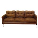 Three Seat Tuft Back Leather Sofa 36x84x36