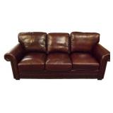 Leather 3 Seat Sofa w/ Nail Head Trim