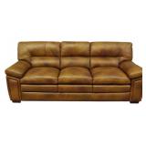 Mottled Brown Leather Sofa 38x91x38