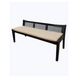 Powell Black Cane Back Upholstered Bench