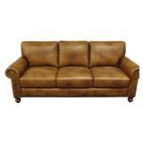 Ash Brown Leather Sofa, Nail Head Trim 36x84x36