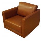 Brown Leather Chair Detail Stitching 34x37x39