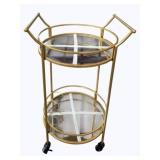 Powell Gold Beverage Cart, Mirrored