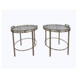 Pair Alden Home Spencer Glass Top Tables