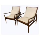 Pair Modern History Brachisto Walnut Chairs
