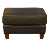 Dark Grey Leather Ottoman 16x21x26