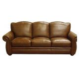 Leather Sofa w/ Nail Head Trim 37x87x39