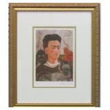 PORTRAIT WITH MONKEY AND CAT PRINT BY FRIDA KAHLO
