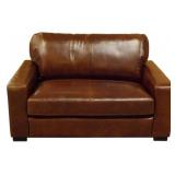 Tobacco Brown Leather Loveseat