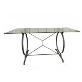 Metal Base Glass Top Dining Table