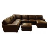 4pc Brown Leather Sectional 36x132x99