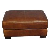 Tobacco Brown Leather Ottoman 16x36x26