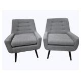 Pair Powell Gray Upholstered Chairs