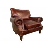 Alma Arte Leather Armchair w/ Nail Head Trim