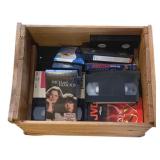 Wood Crate w/ VHS Tapes - 14 x 19 x 11.5